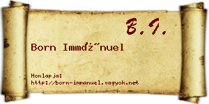Born Immánuel névjegykártya
